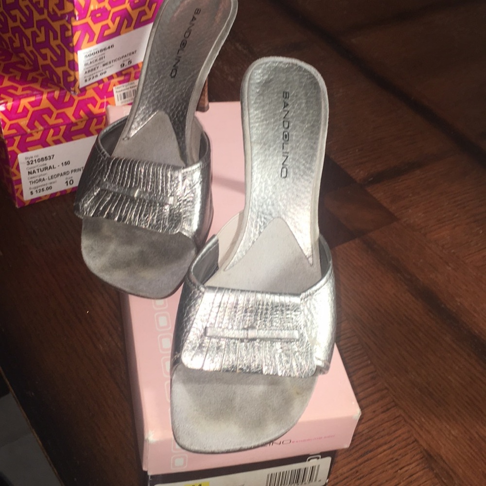 Silver slip on sandals
